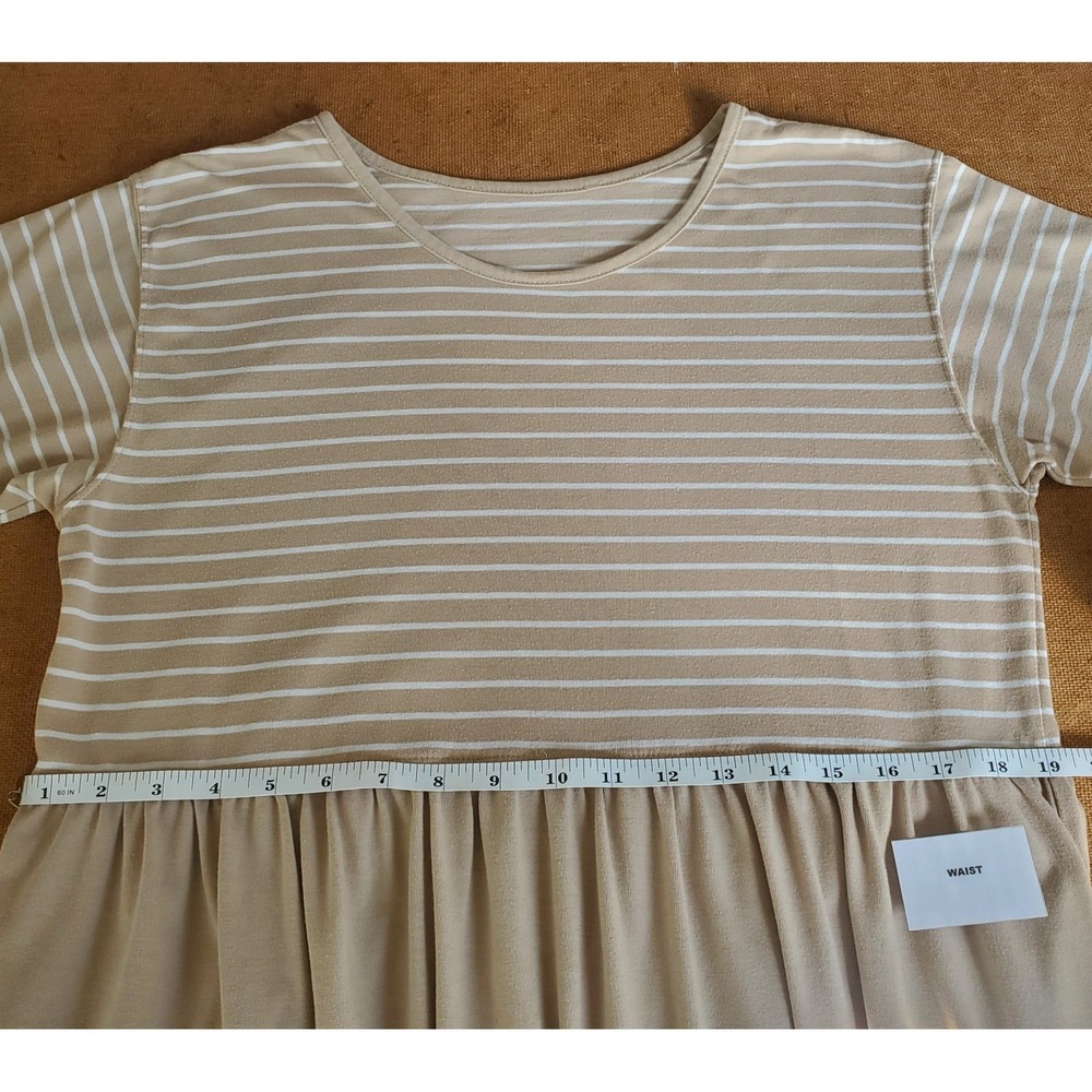 Womens Midi Dress Size L Pockets Short Sleeves Pullover Cottagecore Peasant Boho - Picture 11 of 14